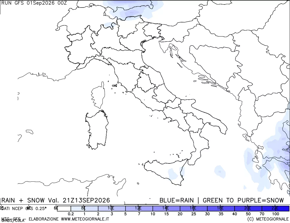 mappa Precipitazioni totali e nevose