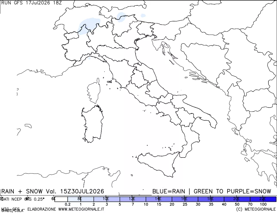 mappa Precipitazioni totali e nevose