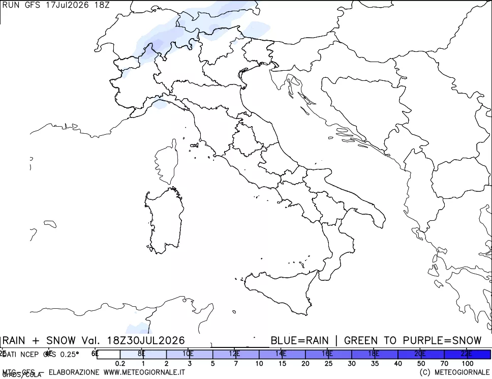 mappa Precipitazioni totali e nevose