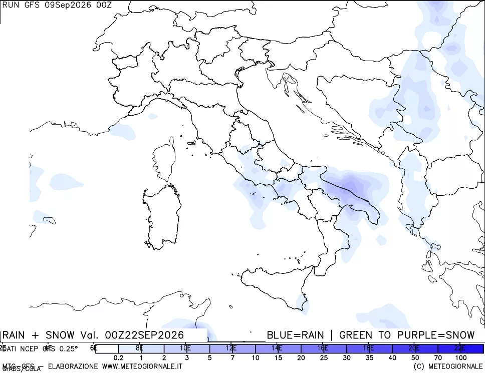 mappa Precipitazioni totali e nevose