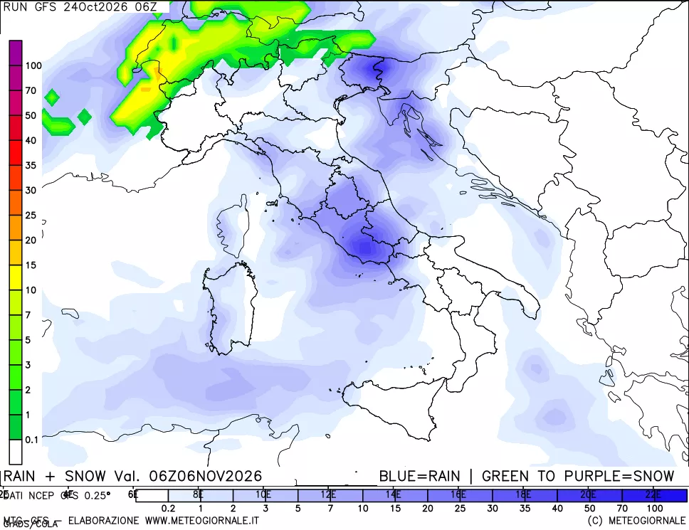 mappa Precipitazioni totali e nevose