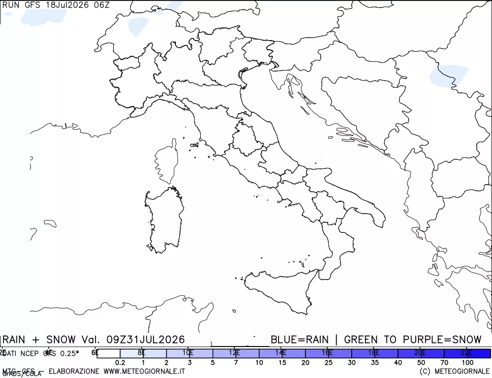 mappa Precipitazioni totali e nevose