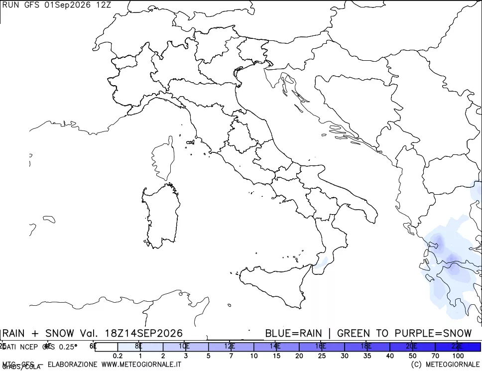 mappa Precipitazioni totali e nevose