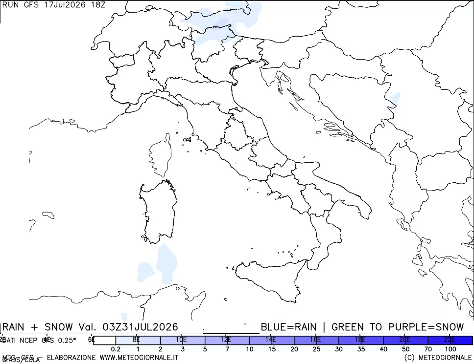 mappa Precipitazioni totali e nevose