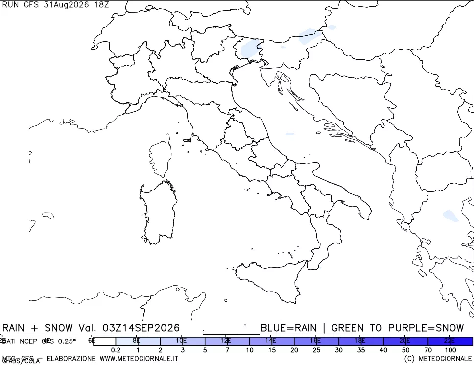 mappa Precipitazioni totali e nevose