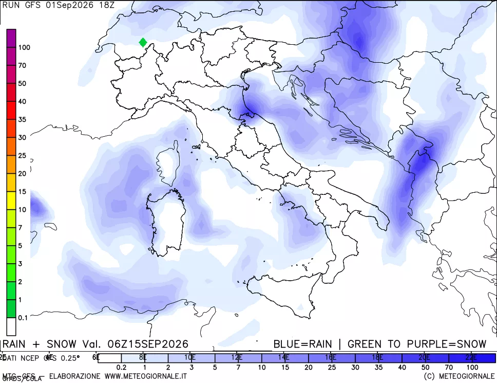 mappa Precipitazioni totali e nevose