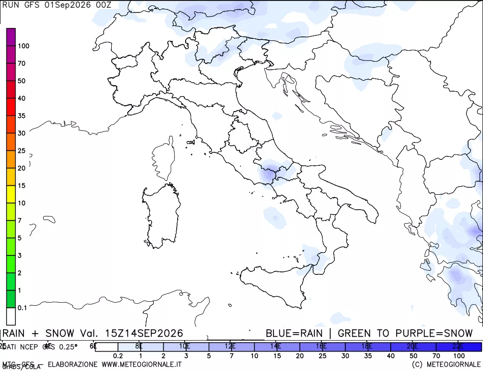 mappa Precipitazioni totali e nevose