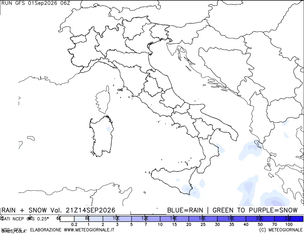 mappa Precipitazioni totali e nevose