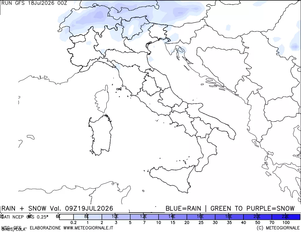 mappa Precipitazioni totali e nevose