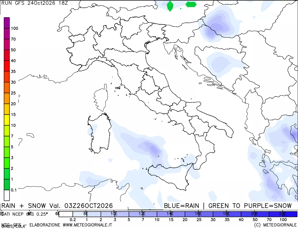 mappa Precipitazioni totali e nevose