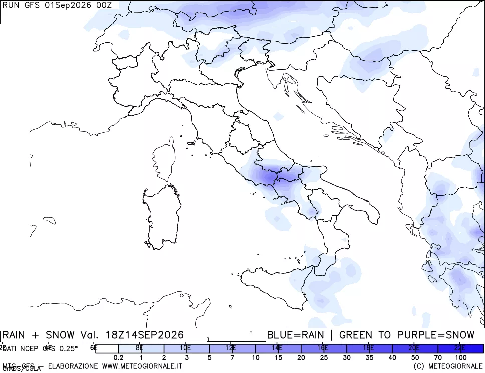 mappa Precipitazioni totali e nevose