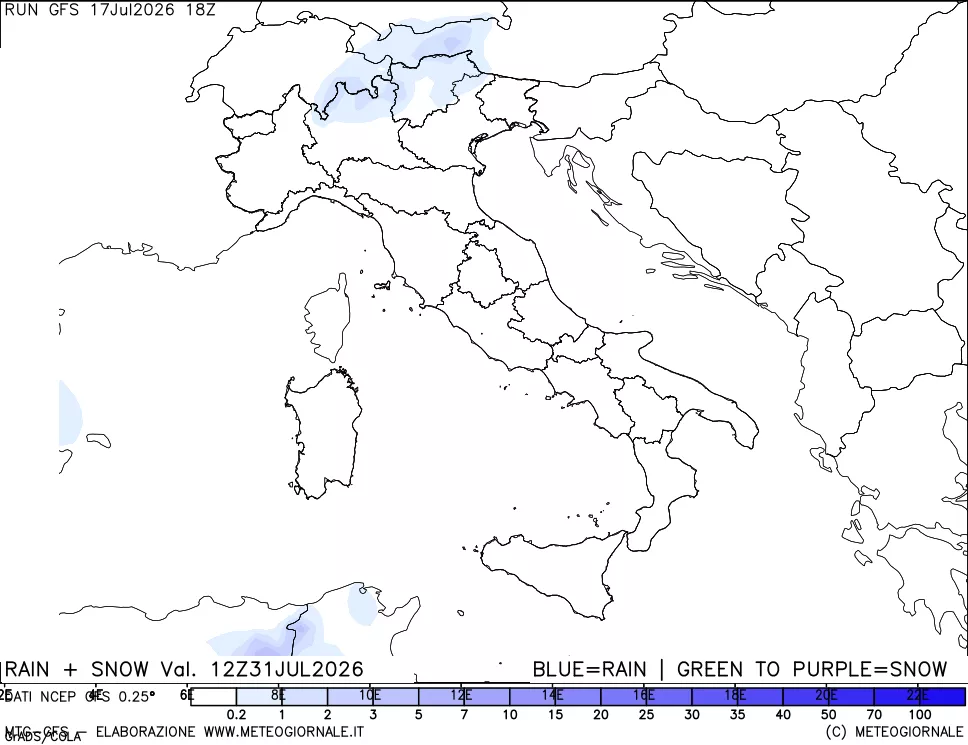 mappa Precipitazioni totali e nevose