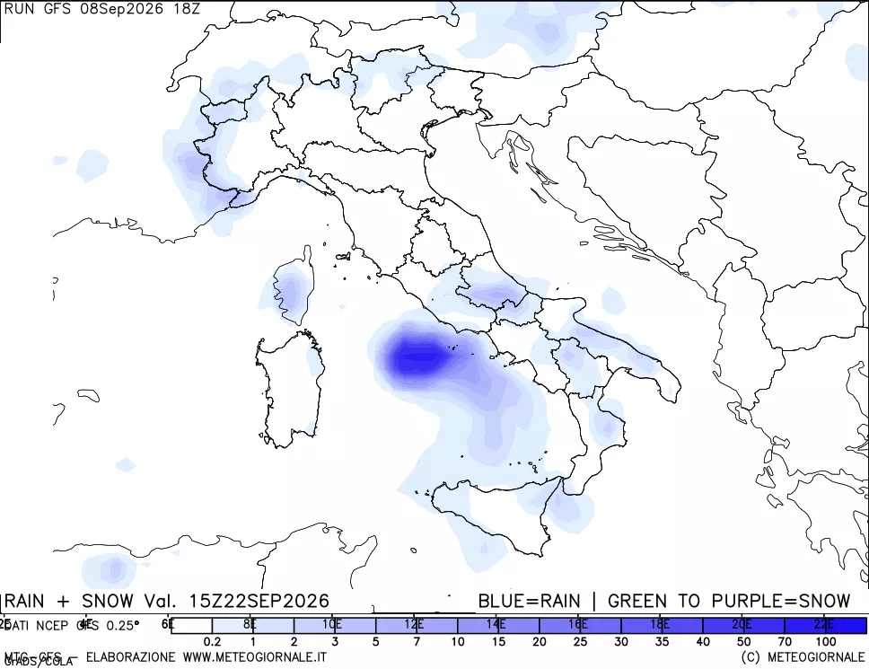 mappa Precipitazioni totali e nevose