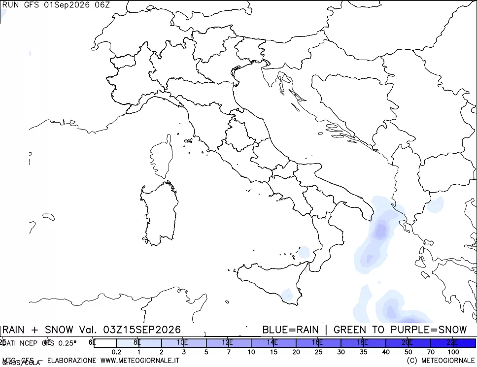 mappa Precipitazioni totali e nevose