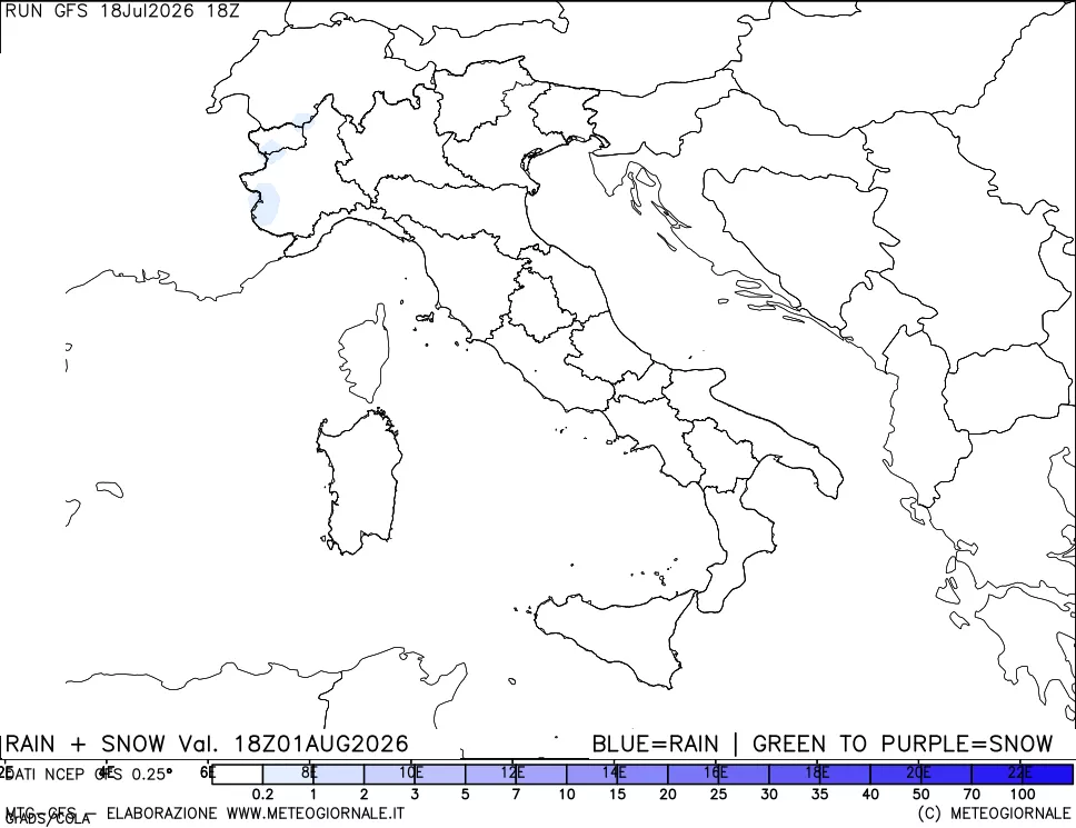 mappa Precipitazioni totali e nevose