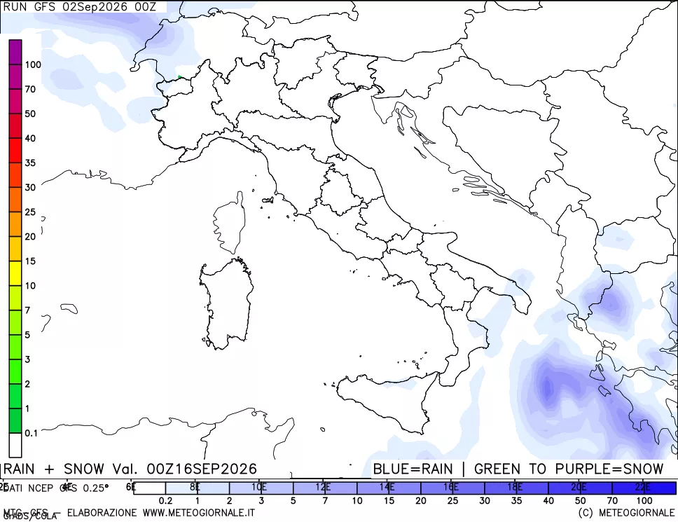 mappa Precipitazioni totali e nevose