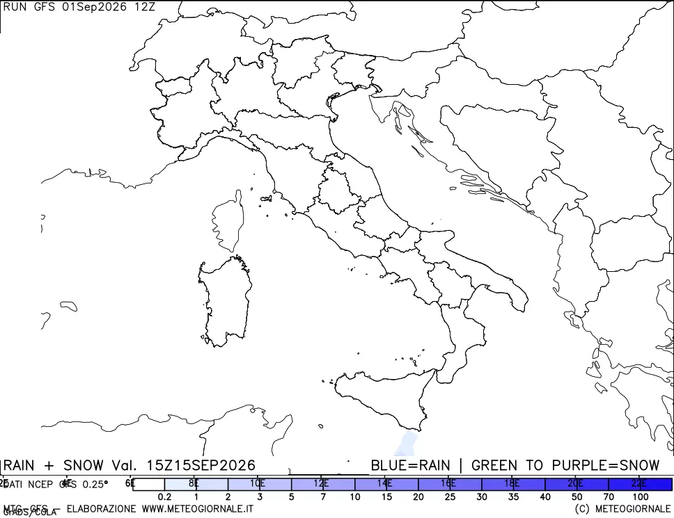 mappa Precipitazioni totali e nevose