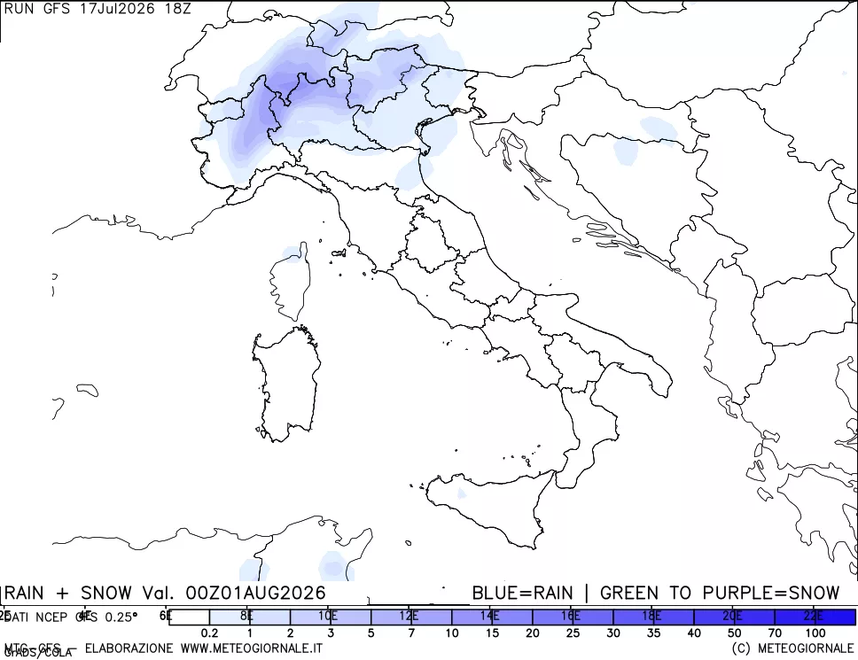 mappa Precipitazioni totali e nevose