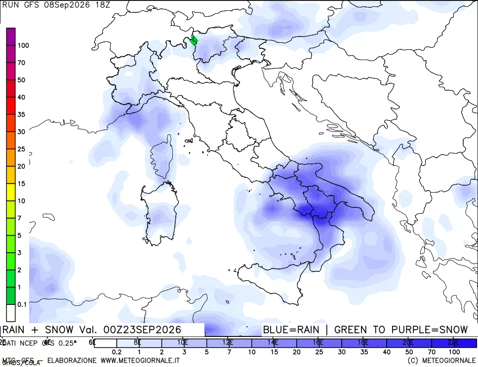 mappa Precipitazioni totali e nevose