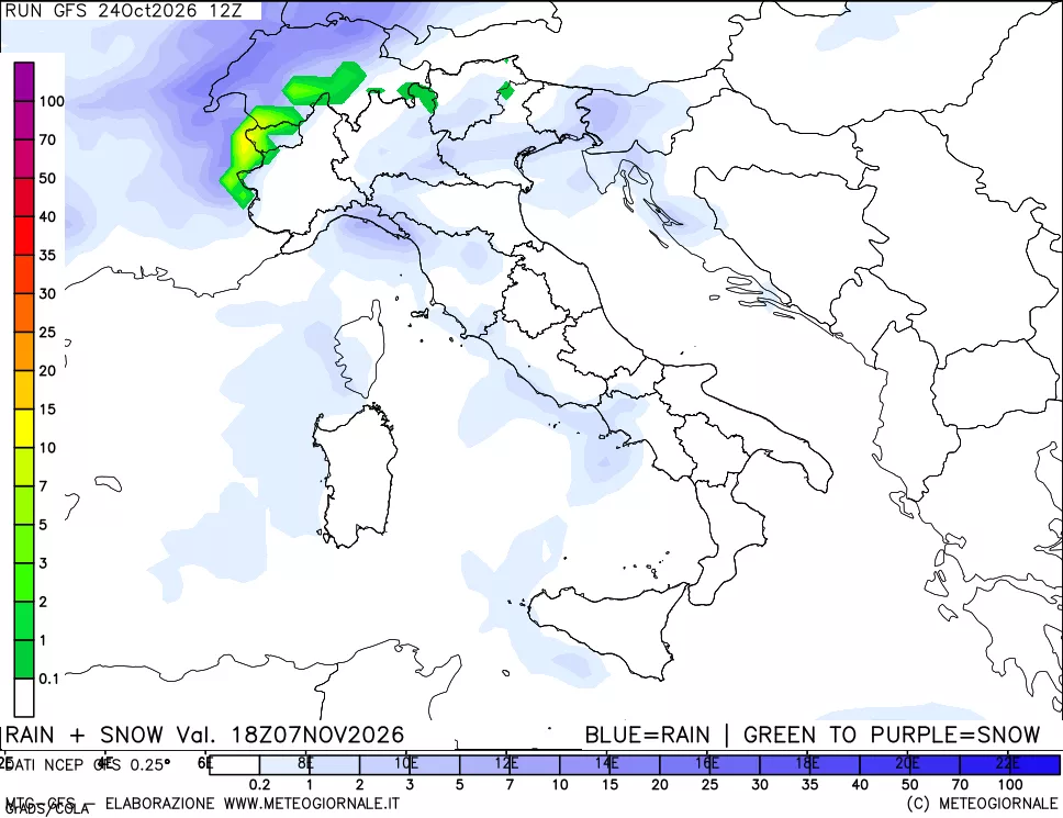 mappa Precipitazioni totali e nevose