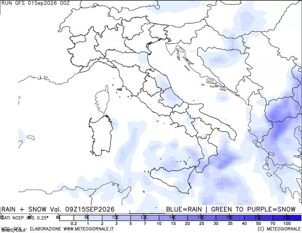 mappa Precipitazioni totali e nevose