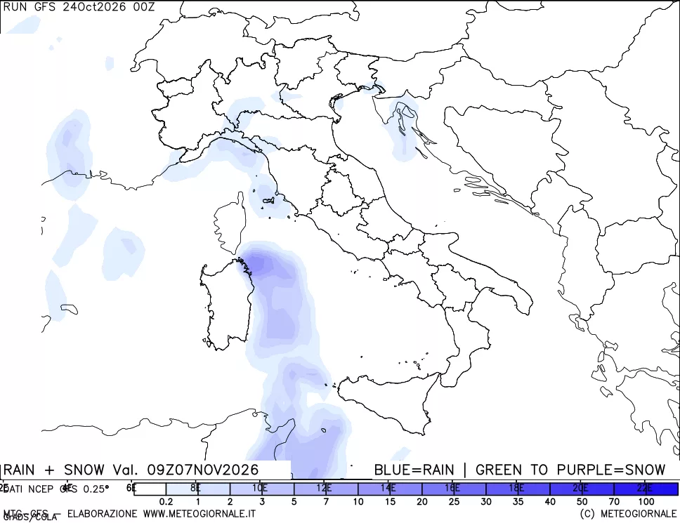 mappa Precipitazioni totali e nevose