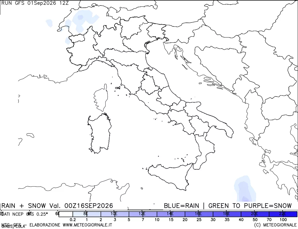 mappa Precipitazioni totali e nevose