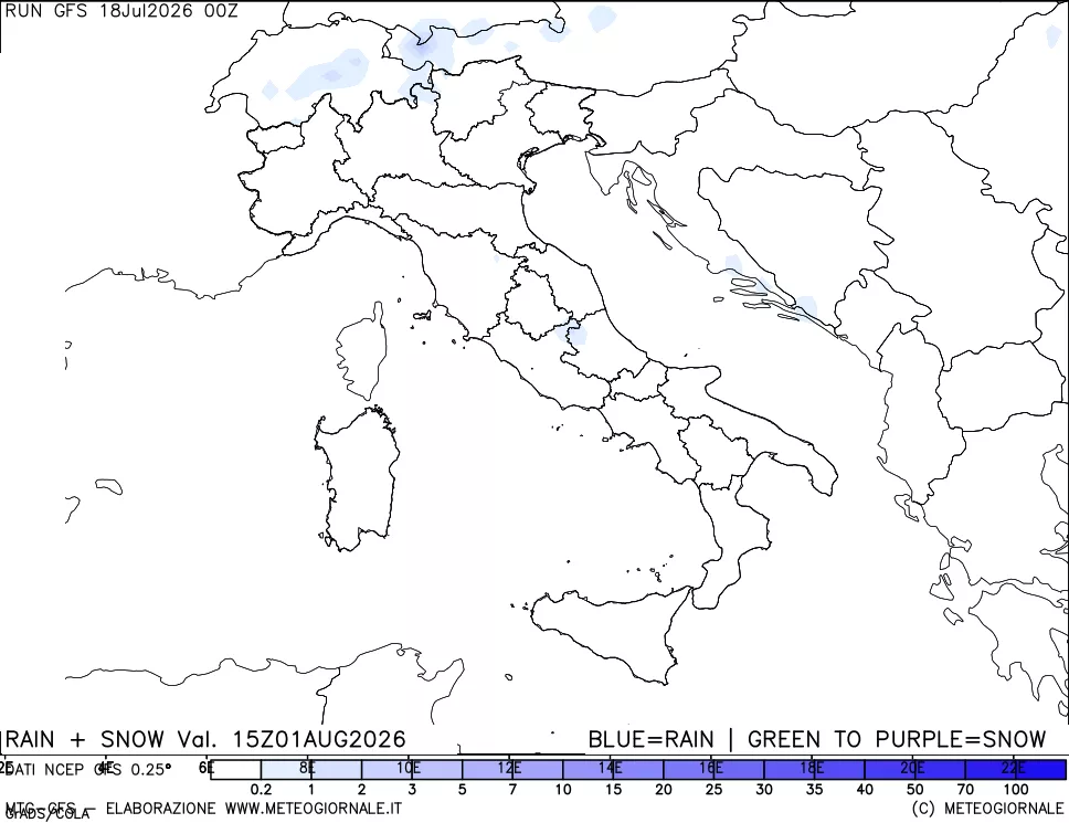 mappa Precipitazioni totali e nevose