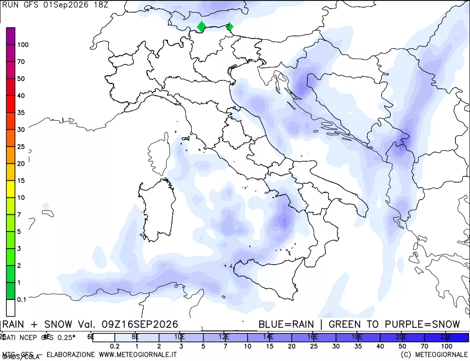mappa Precipitazioni totali e nevose