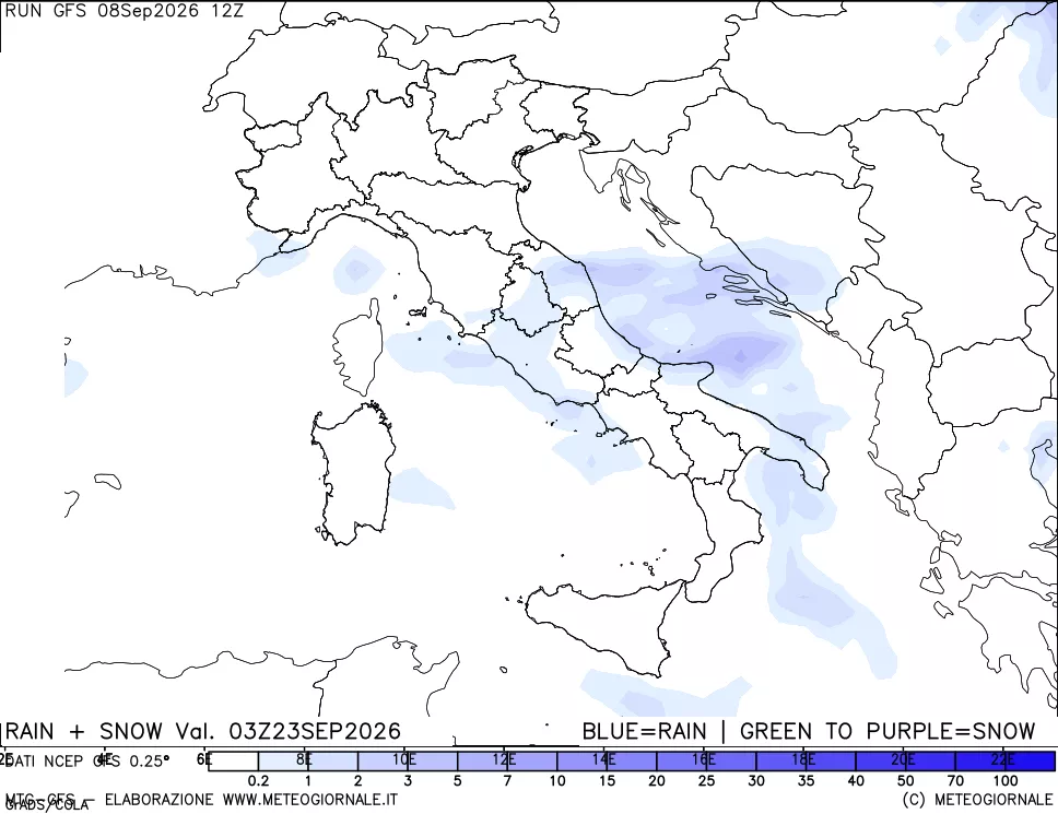 mappa Precipitazioni totali e nevose