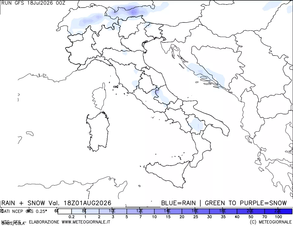 mappa Precipitazioni totali e nevose