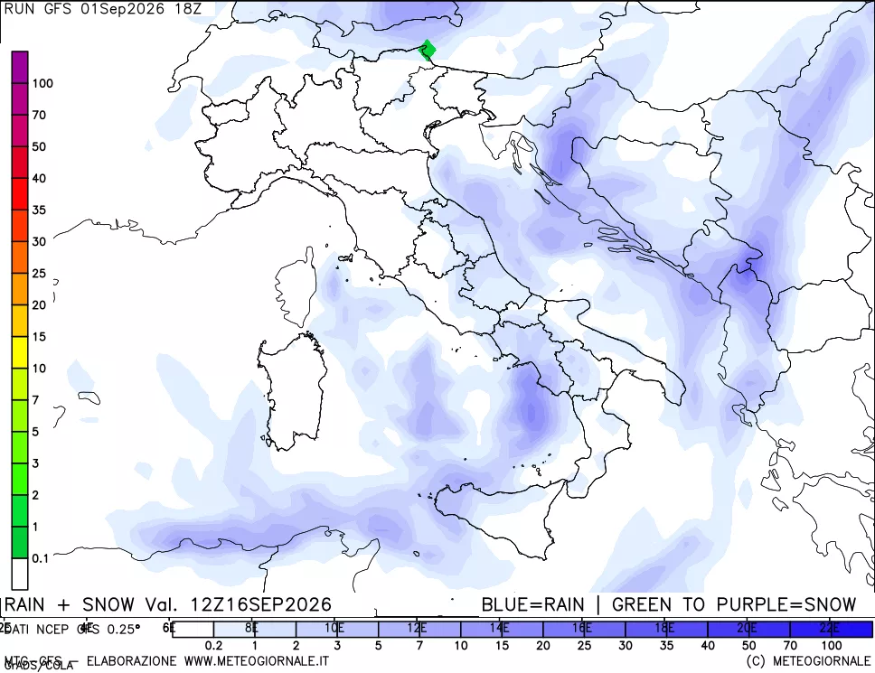 mappa Precipitazioni totali e nevose