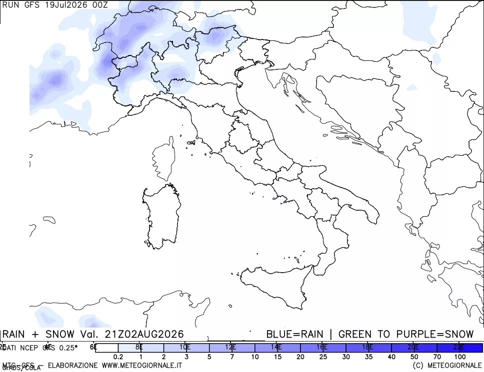 mappa Precipitazioni totali e nevose