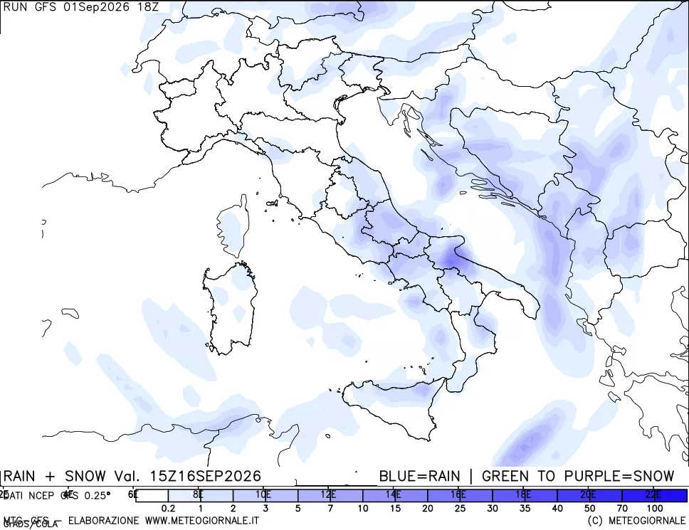 mappa Precipitazioni totali e nevose