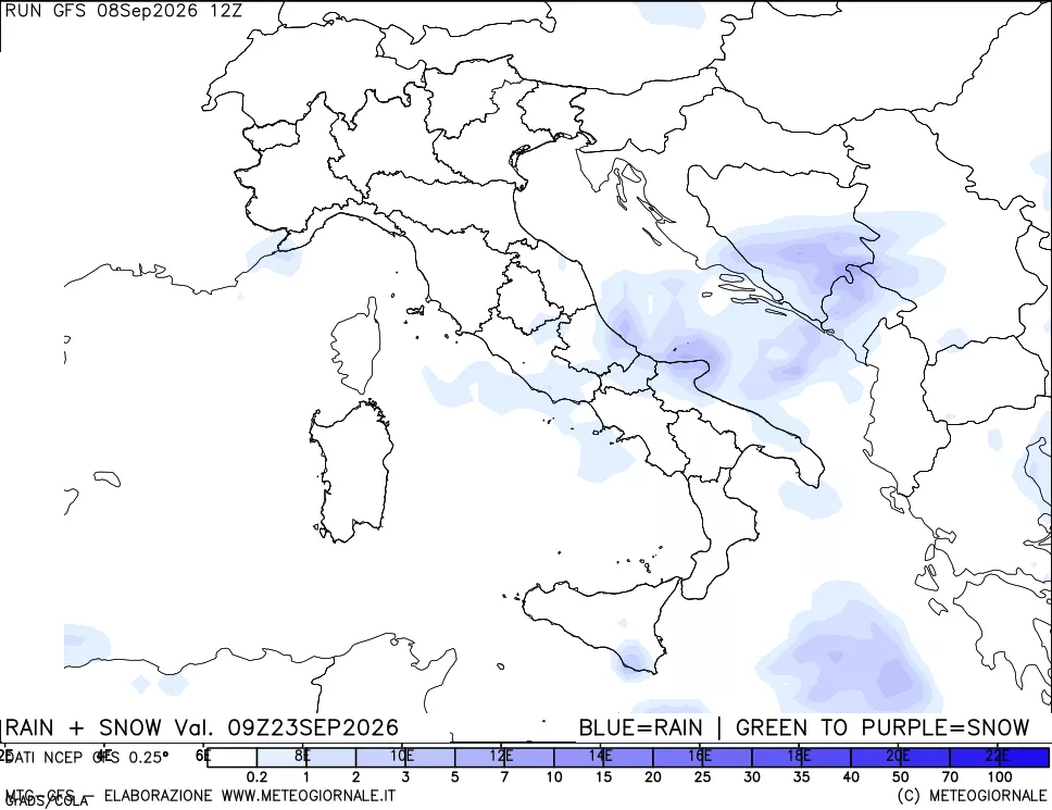 mappa Precipitazioni totali e nevose