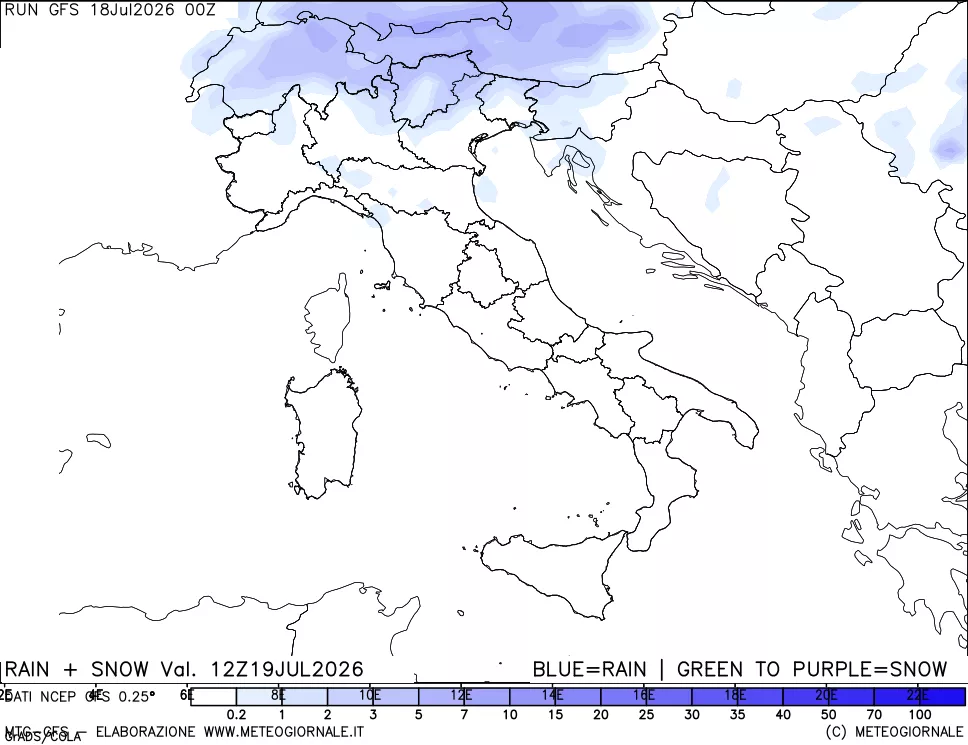 mappa Precipitazioni totali e nevose