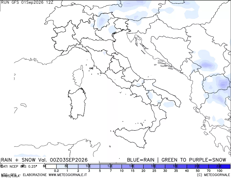 mappa Precipitazioni totali e nevose