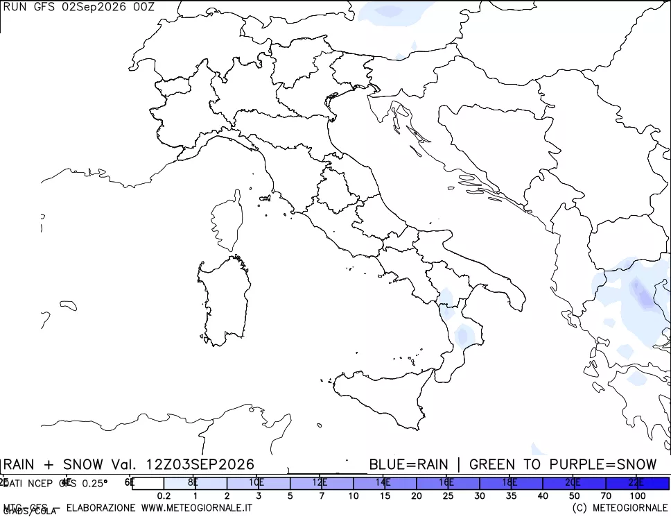 mappa Precipitazioni totali e nevose