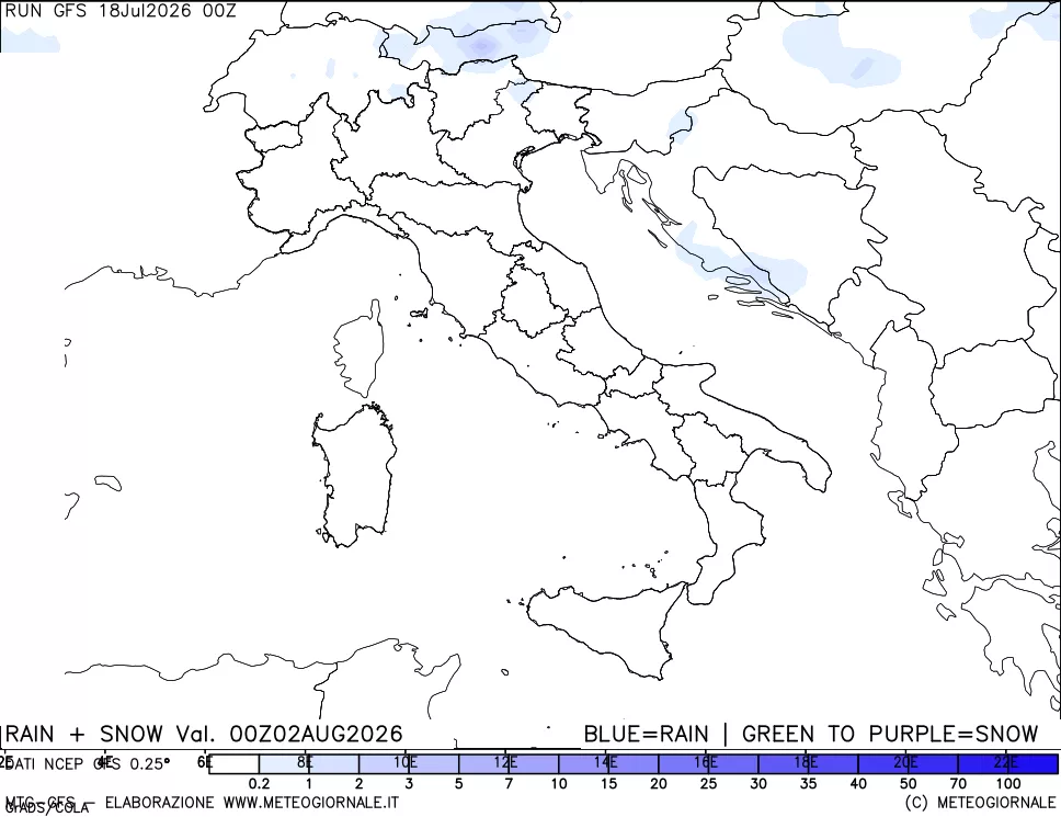 mappa Precipitazioni totali e nevose