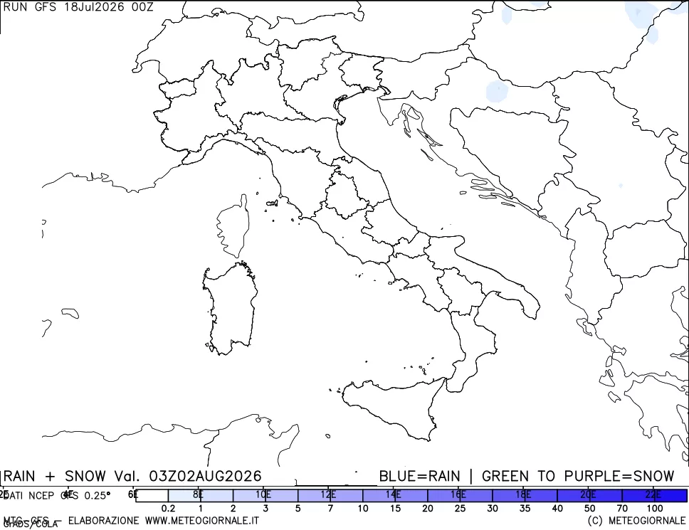 mappa Precipitazioni totali e nevose