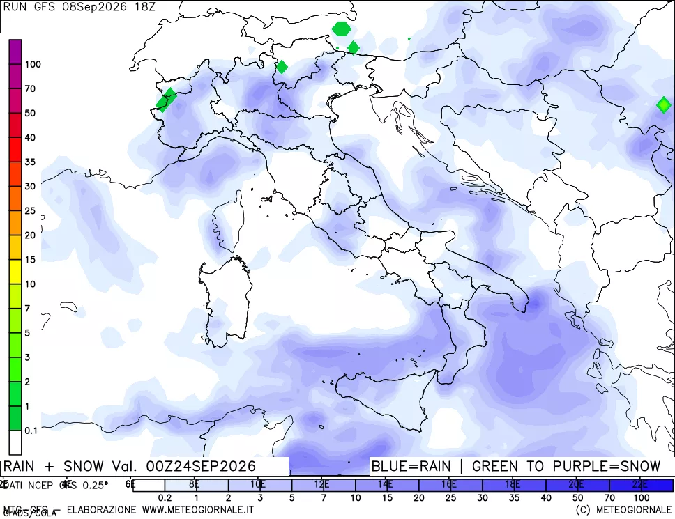 mappa Precipitazioni totali e nevose