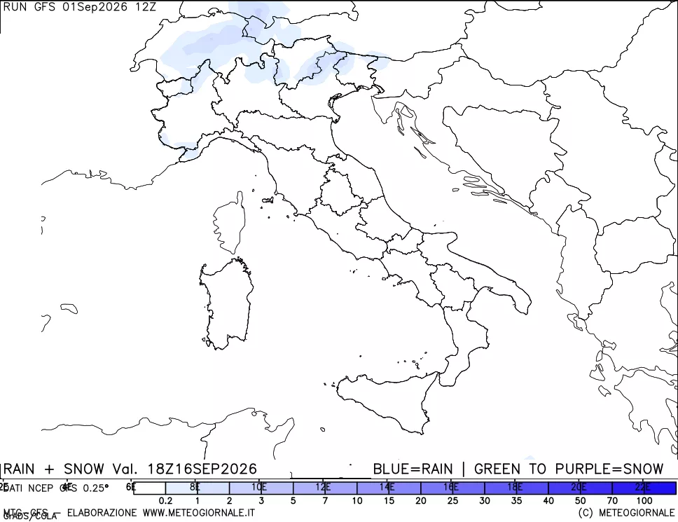 mappa Precipitazioni totali e nevose