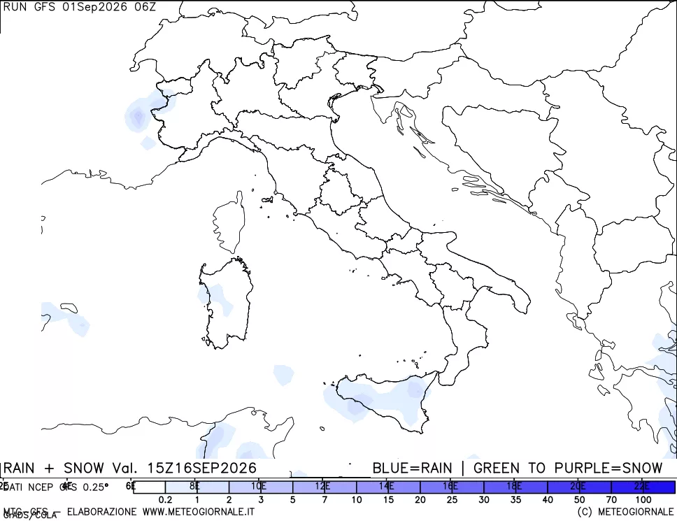 mappa Precipitazioni totali e nevose