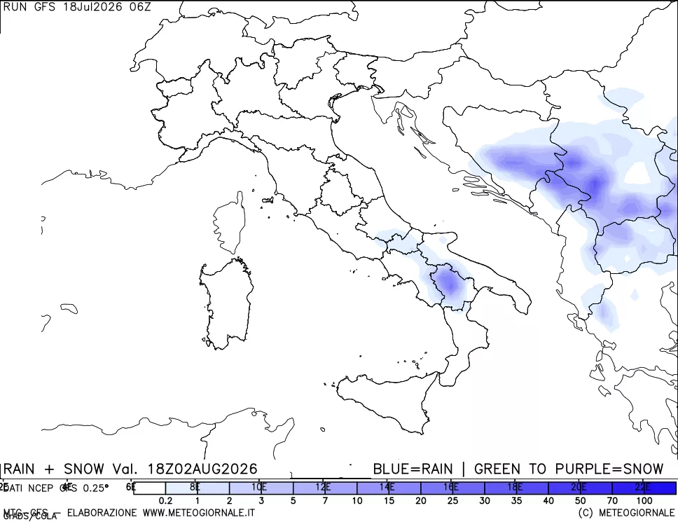 mappa Precipitazioni totali e nevose
