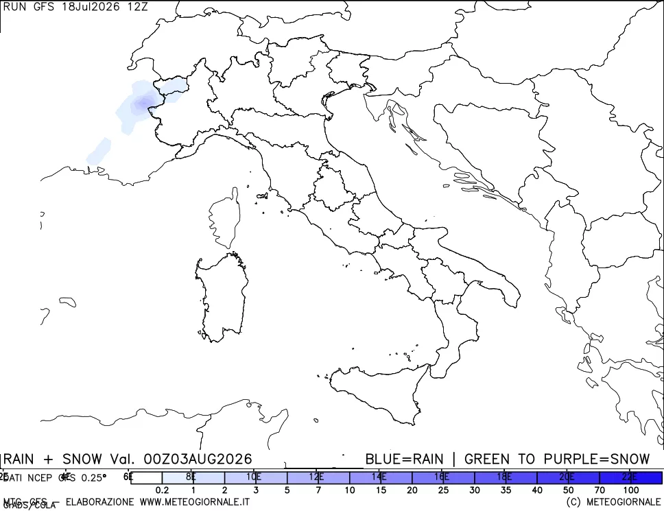 mappa Precipitazioni totali e nevose