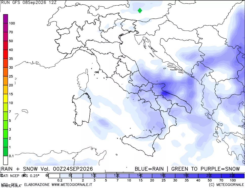 mappa Precipitazioni totali e nevose