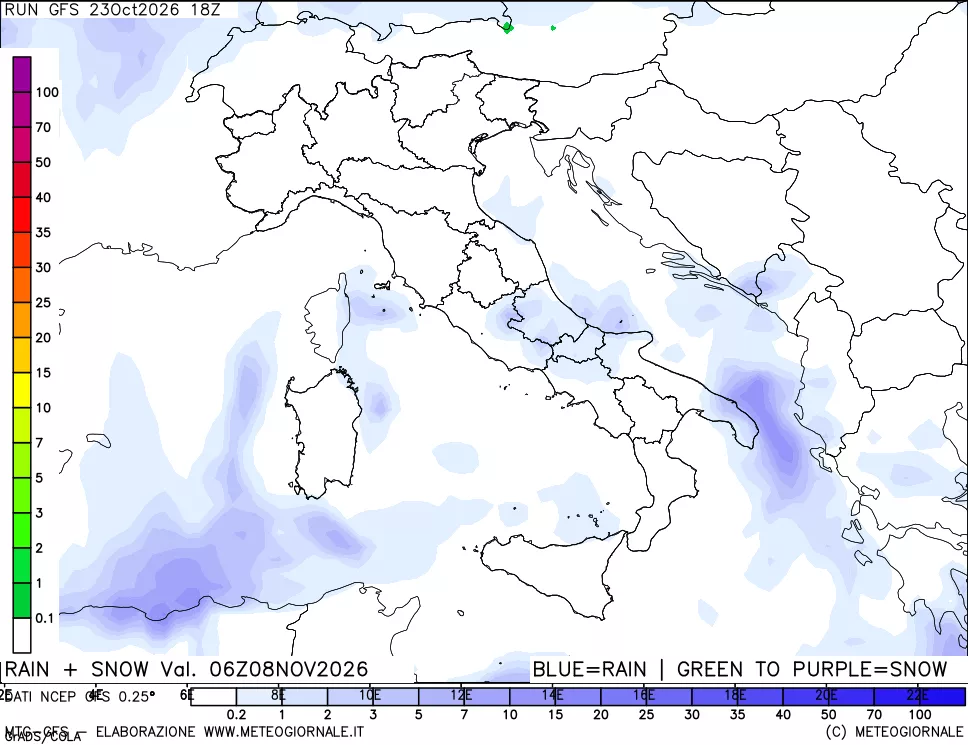 mappa Precipitazioni totali e nevose