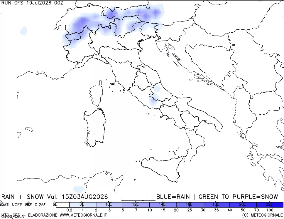 mappa Precipitazioni totali e nevose