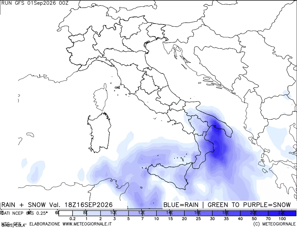 mappa Precipitazioni totali e nevose