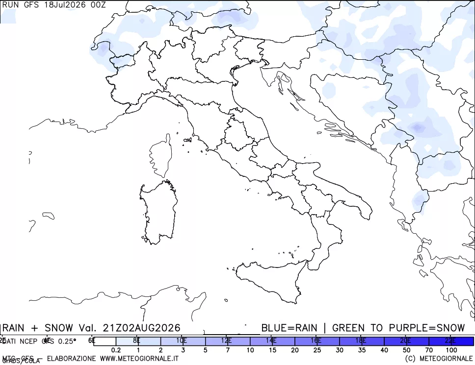 mappa Precipitazioni totali e nevose